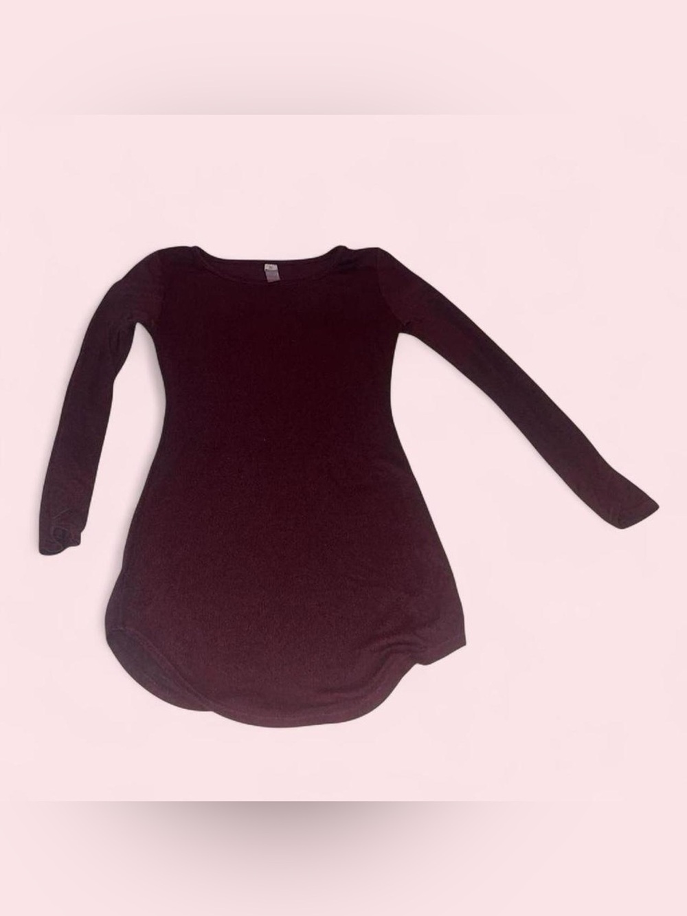 No Boundaries Burgundy Long Sleeve Scoop Neck Tunic Dress